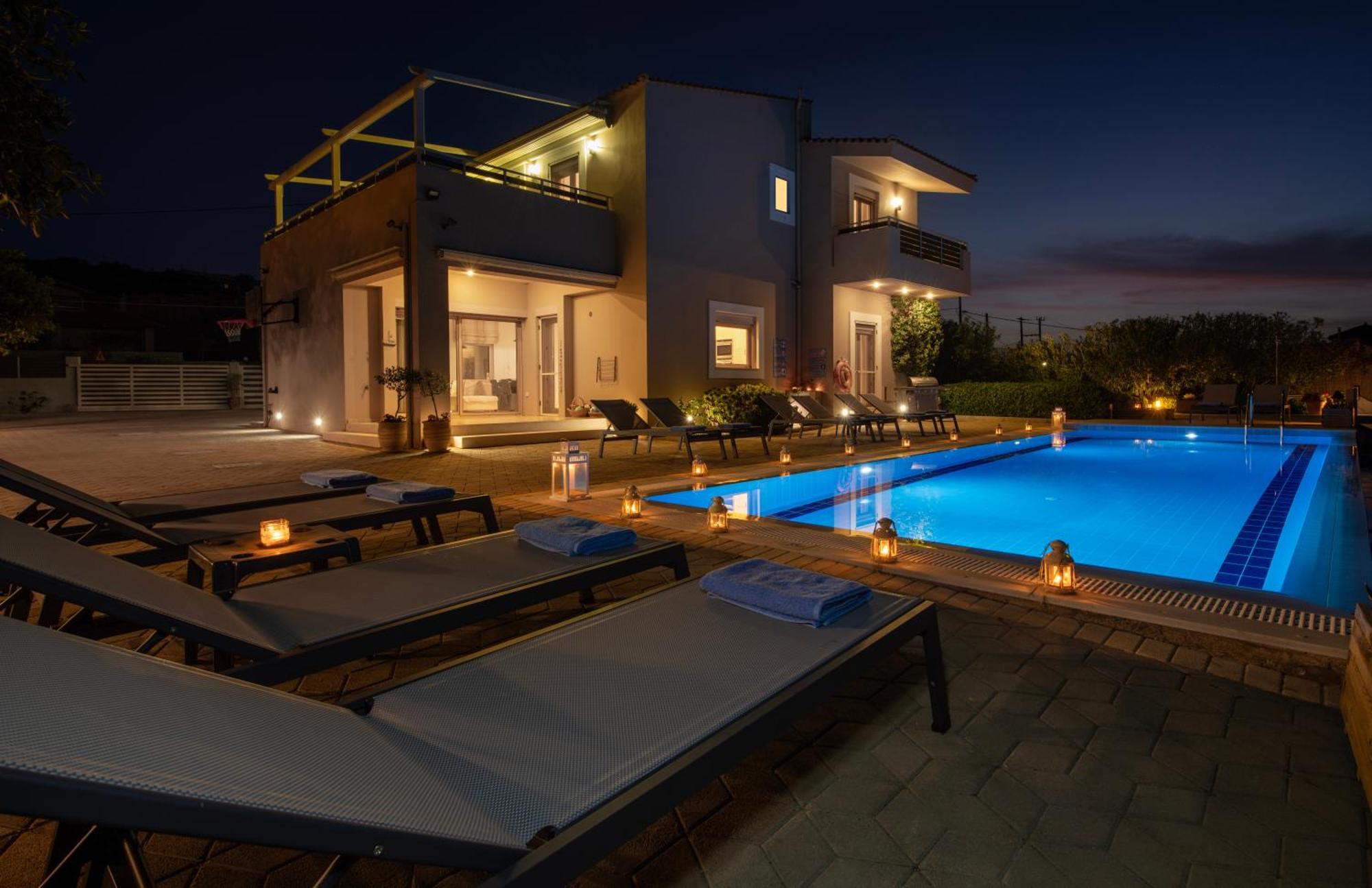 Four Seasons Private Villa - Seaview - Big Heated Pool - Gym - Sport Activities Gouves Exterior foto